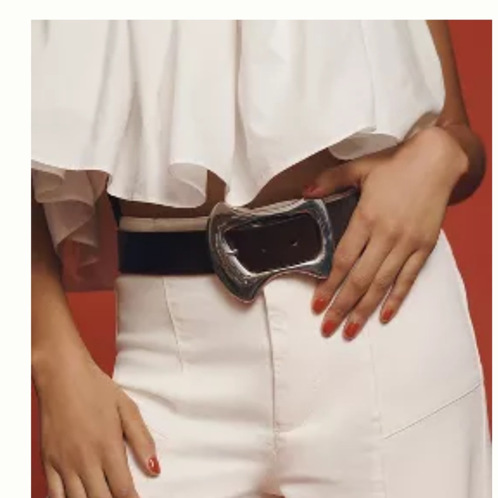 Anthropologie Statement buckle belt, brand new, black, size S.